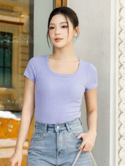 Áo Cộc tay Bra Top Nữ Cotton Kèm Đệm Mút Cố Định Melinfa VAA0624